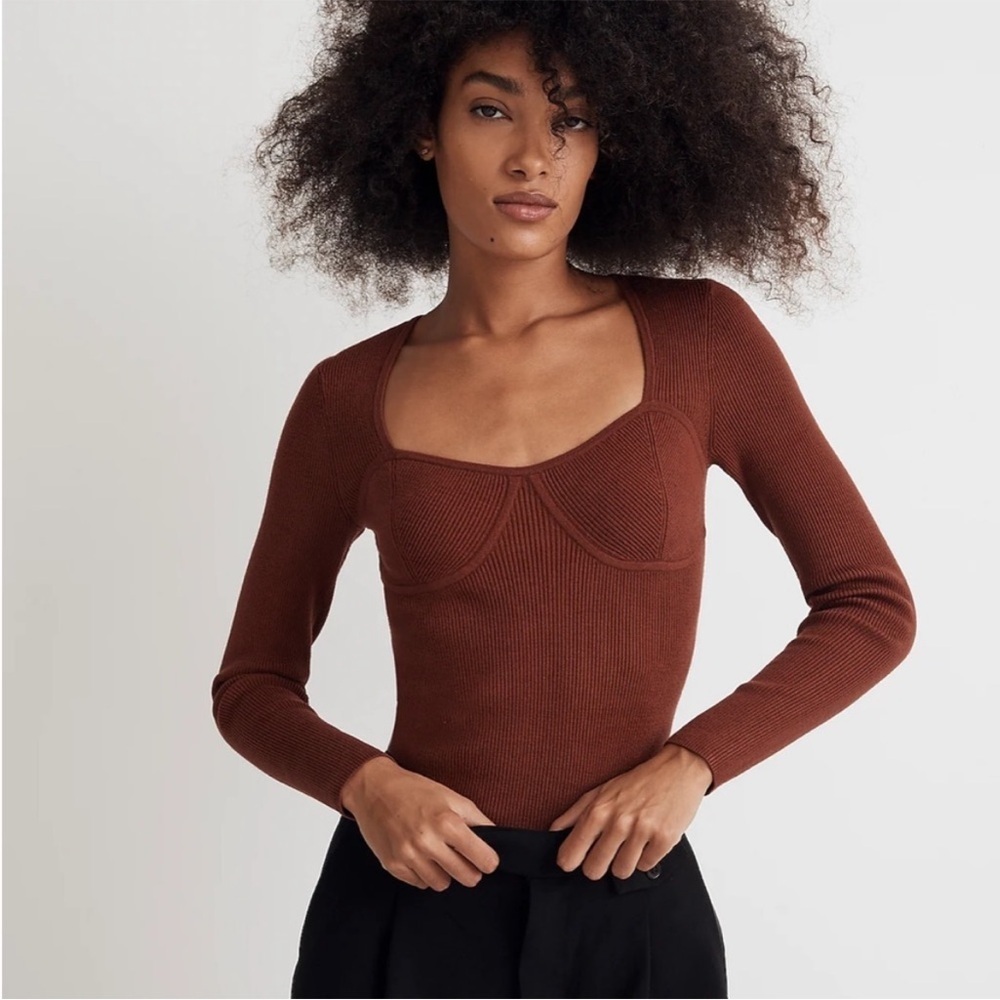 Madewell Signature Knit Sweater Top in Stained Mahogany Size M